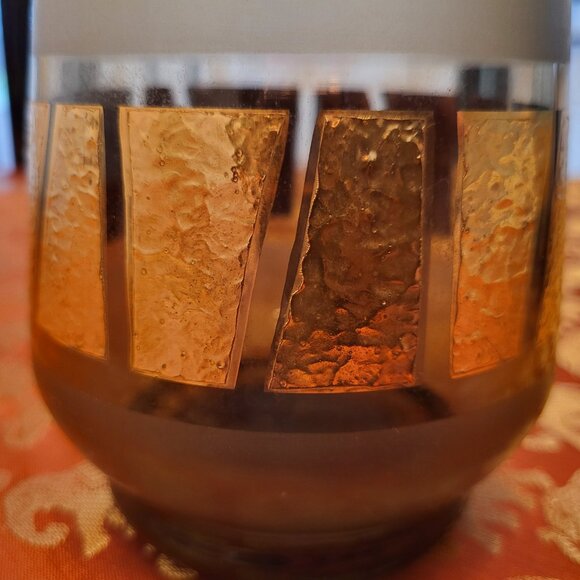 Set of 2 60s MCM Bohemian Decanters Cobalt Blue & Brown w/ Gold Gilt - Picture 3 of 6